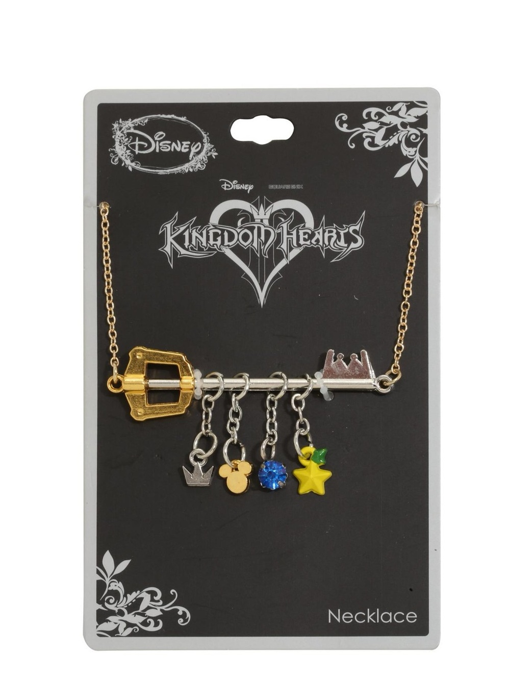 RARE kingdom hearts sora Disney charm necklace silver keyblade paopu mickey
